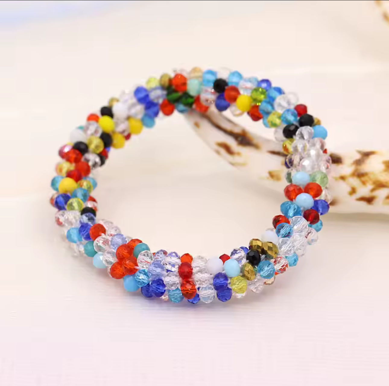 Aurina Ltd chunky beaded gem bracelet in multicolor, side view