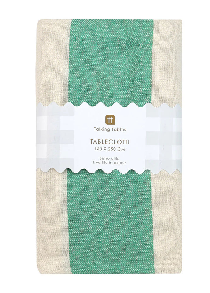 Green Stripe Cotton Tablecloth