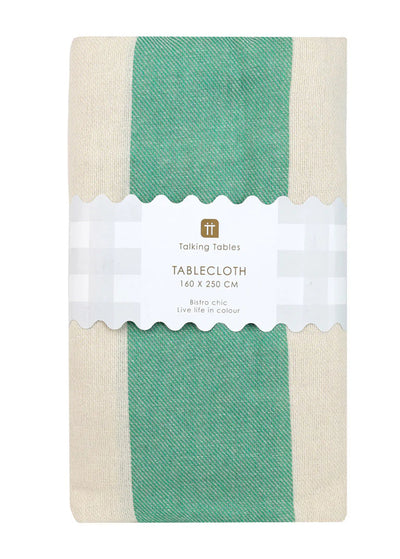 Green Stripe Cotton Tablecloth