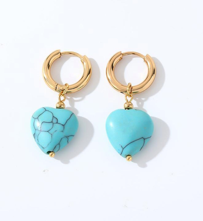 Turquoise Stone Heart Huggie Aurina Pop UP Ltd