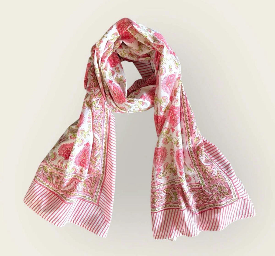 Jaipur Pink Cotton Block Print Scarf