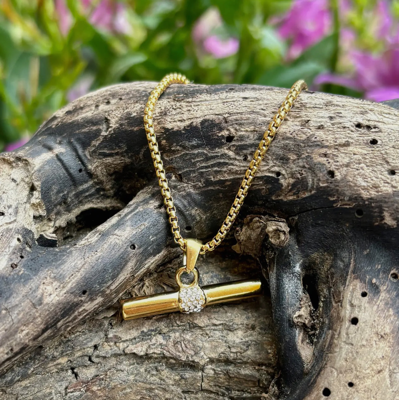 Cubic Zirconia T Bar Necklace