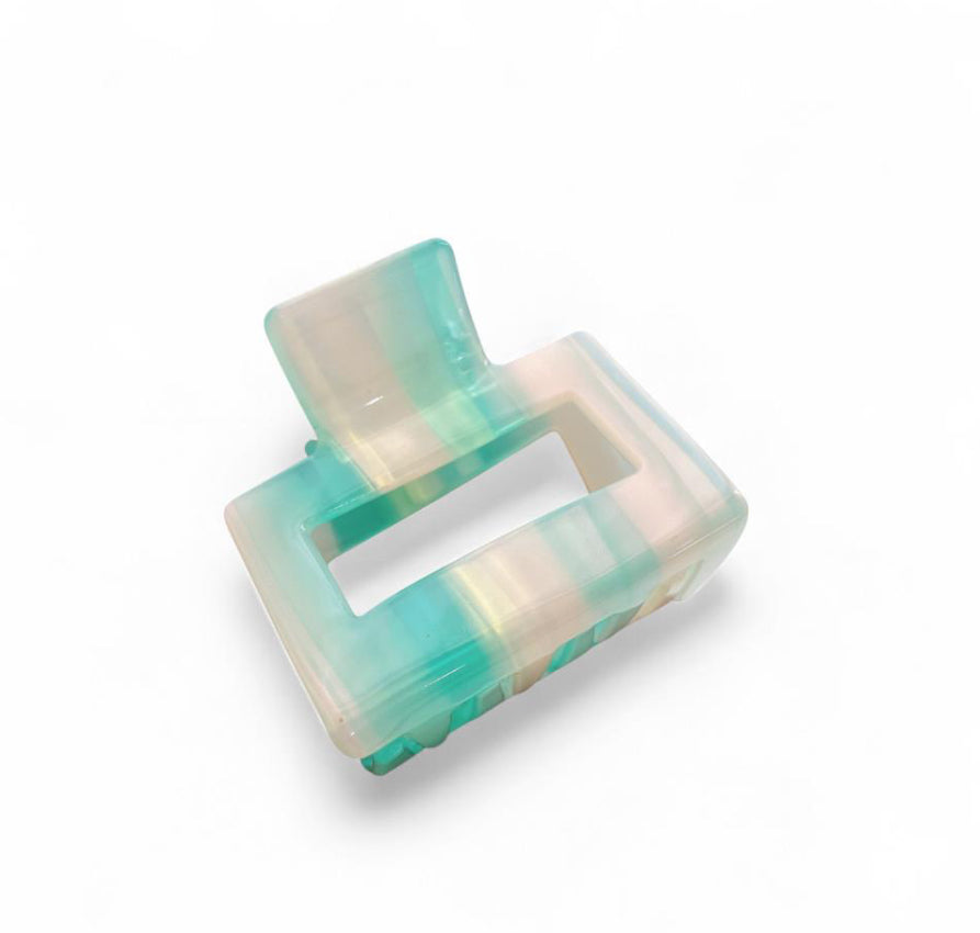 Mid Size Claw Clip Aqua, White and Pink