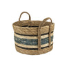 Blue Stripe Straw Basket - Medium