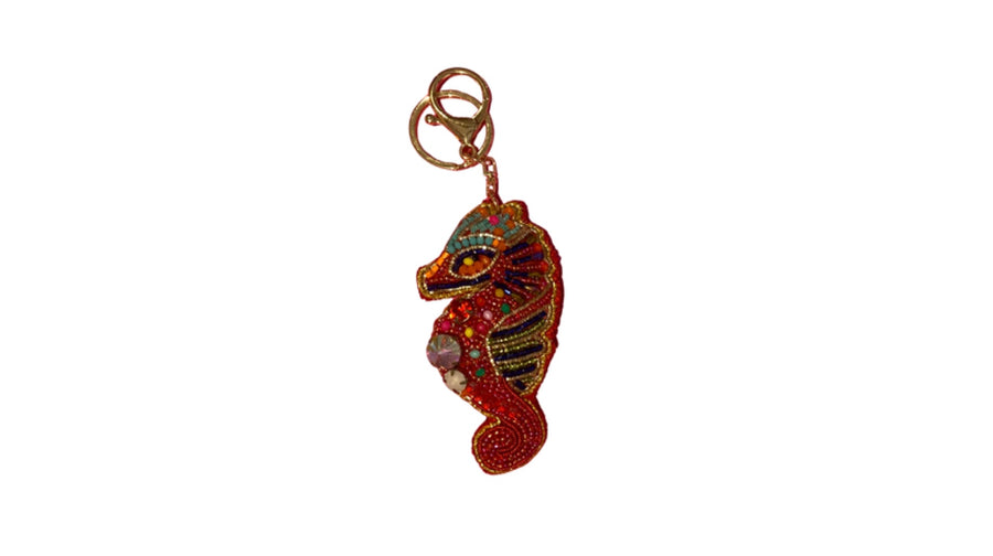 Beaded Sea Horse Bag Charm/ Key Ring