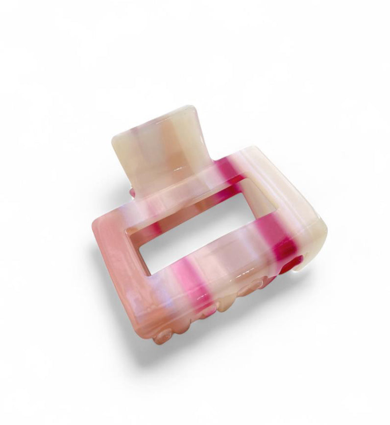 Mid Size Claw Clip Pink and White