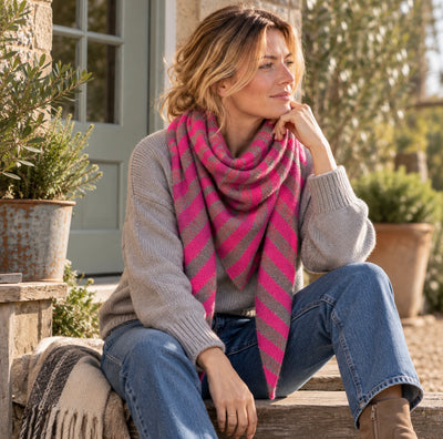 Classic Two-Tone Striped Triangle Scarf