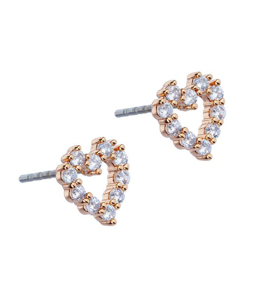 Crystal Heart Stud Rose Gold