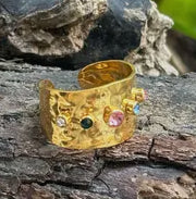 Multi Colour Cubic Zirconia Adjustable Ring