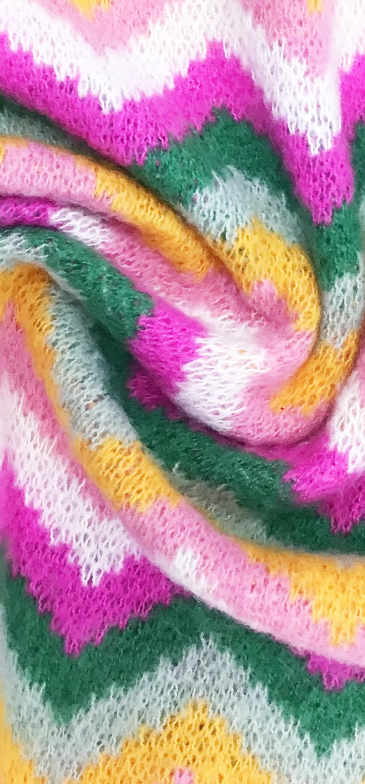 Charlie Chevron Print Wool Blend Scarf - Fuschia