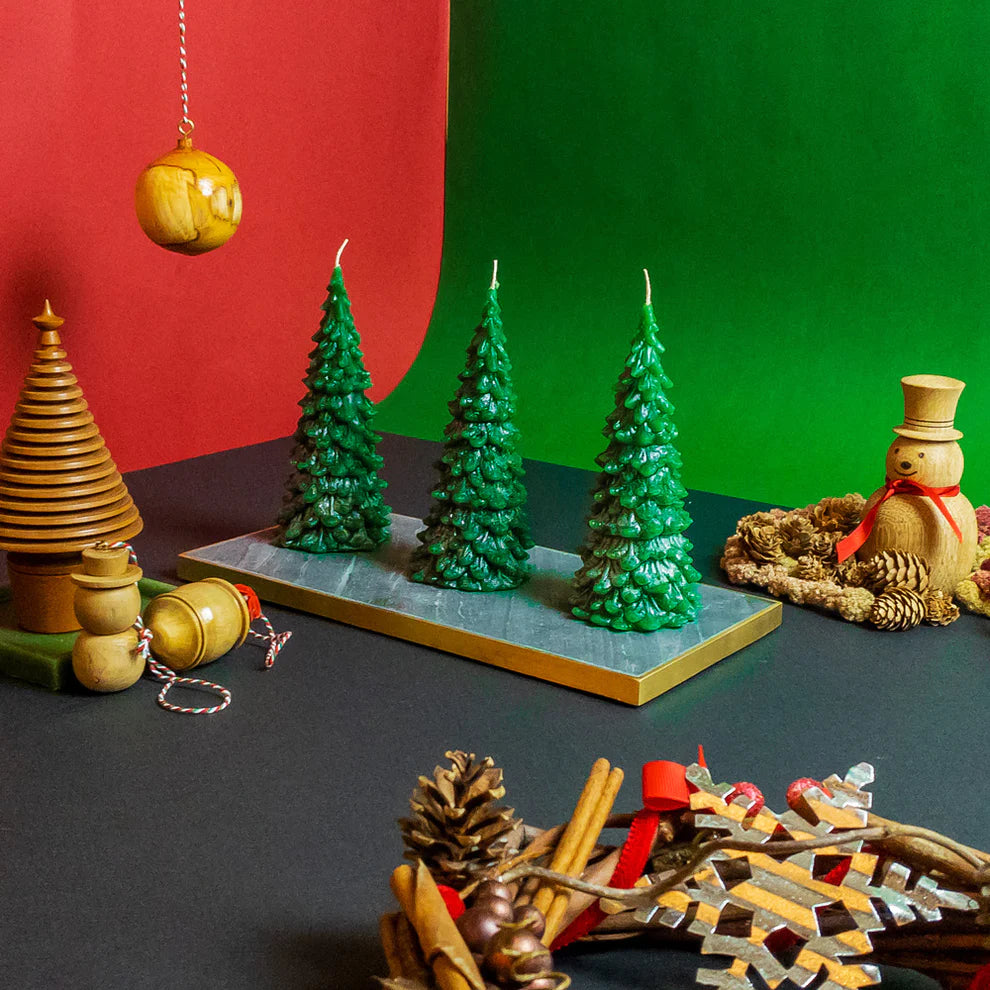 Recycled Candle Christmas Tree - Green