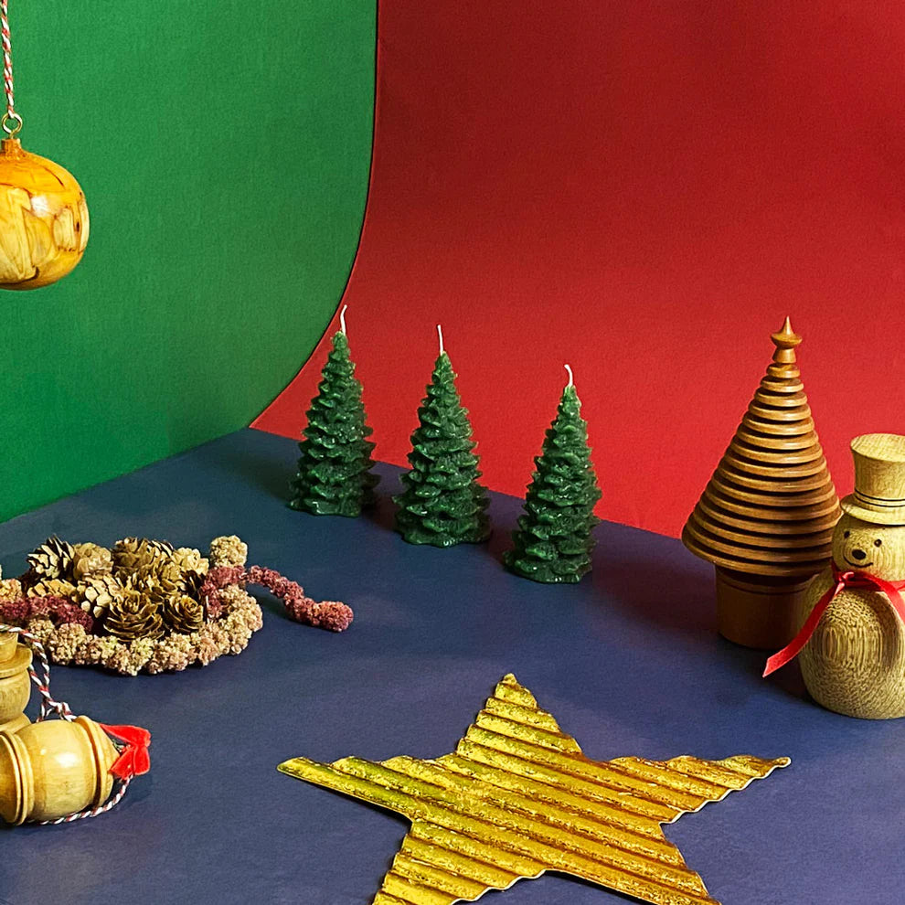 Small Recycled Candle Christmas Tree - Green