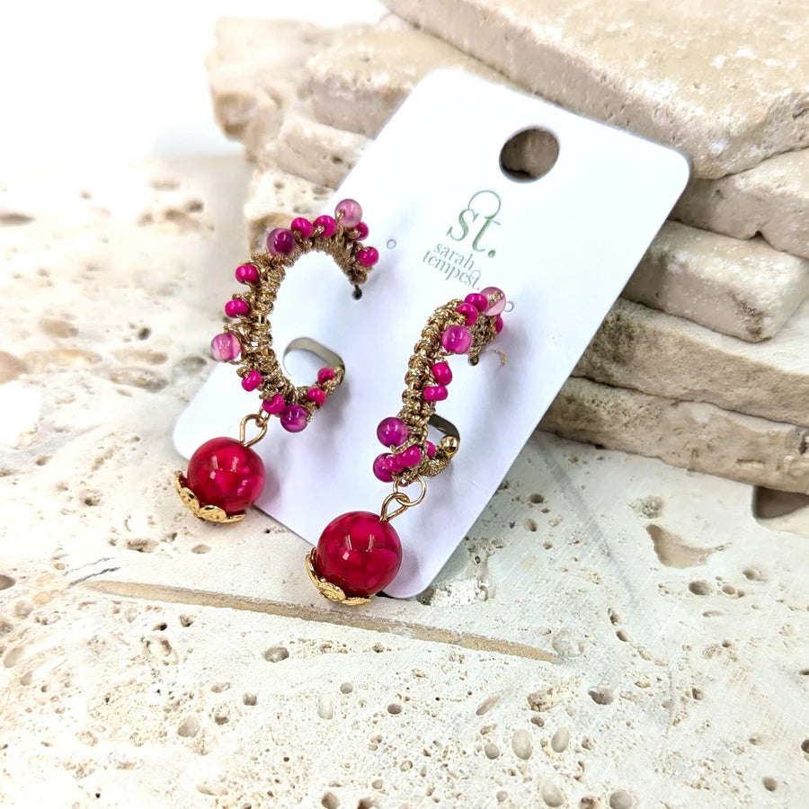Morston Pink Beaded Earrings