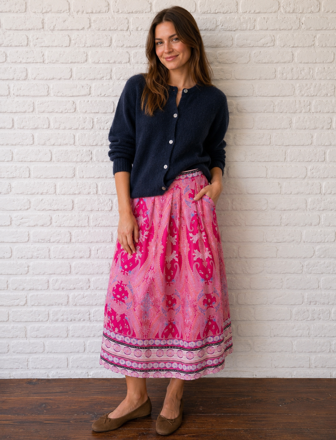 Freya Hygge-Inspired Midi Skirt for Women – Soft Cotton Blend, Contemporary Boutique Style