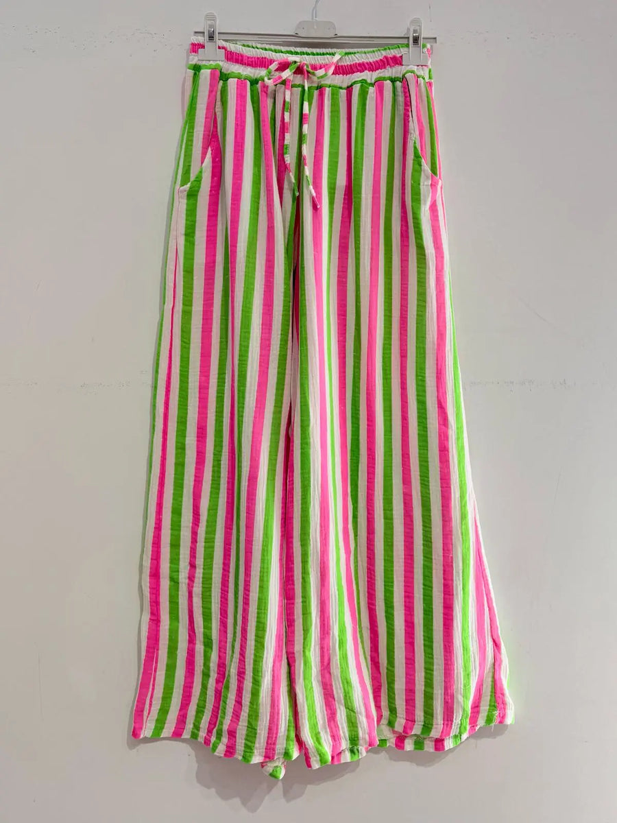Cotton Gauze Striped Trouser