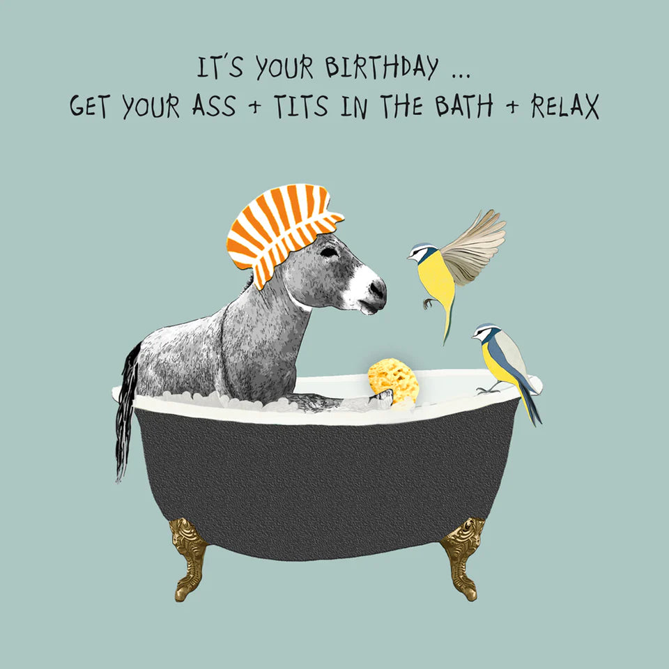 Get your ass and tits in the bath and relax Card