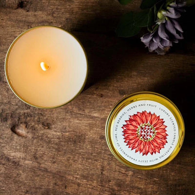 Blue and Red Flower Scented Candle Tin