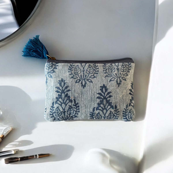 Blue Print Cotton Pouch