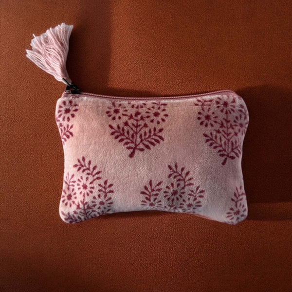 Peach Paisley Velvet Pouch Aurina Pop UP Ltd
