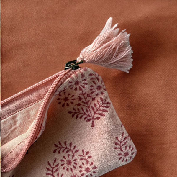 Peach Paisley Velvet Pouch Aurina Pop UP Ltd