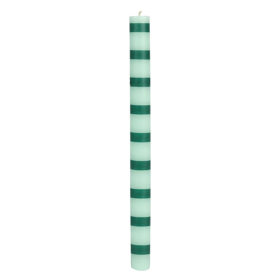Green Stripe Dinner Candle