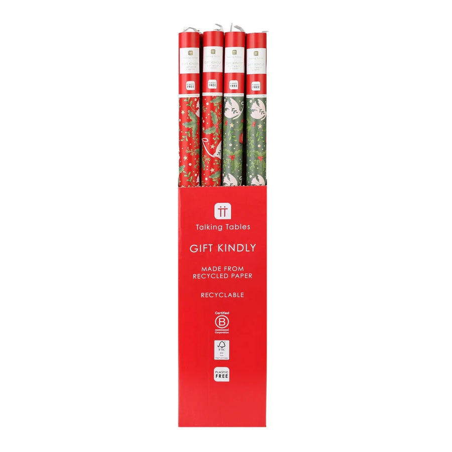 Folklore Green and Red Wrapping Paper