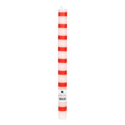 Red and White Stripe Straight Dinner Candles