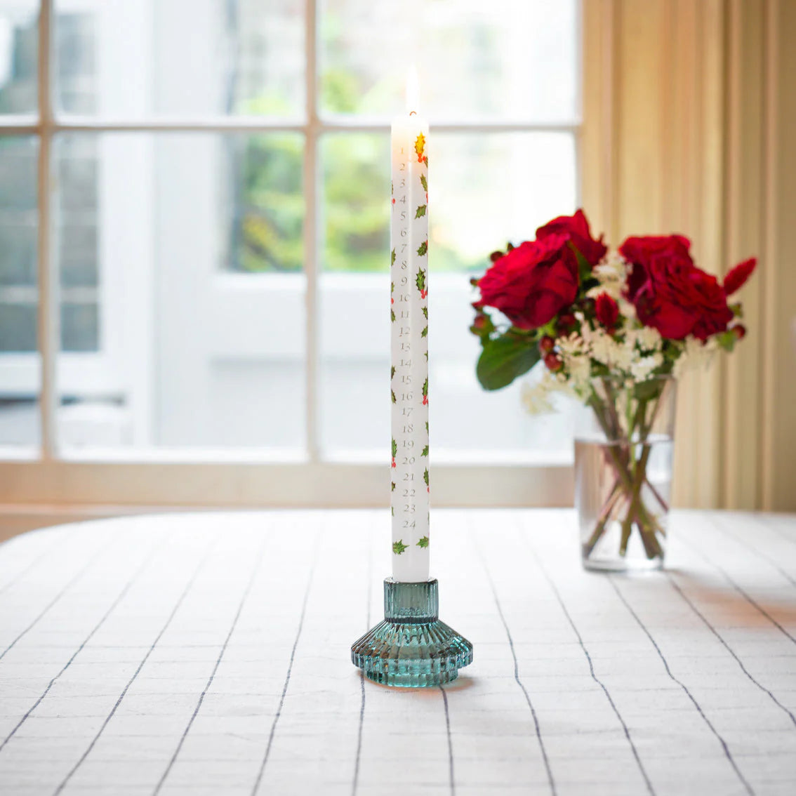 Botanical Holly Christmas Advent Candles