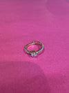 Gold Diamanté Solitaire Style Adjustable Ring