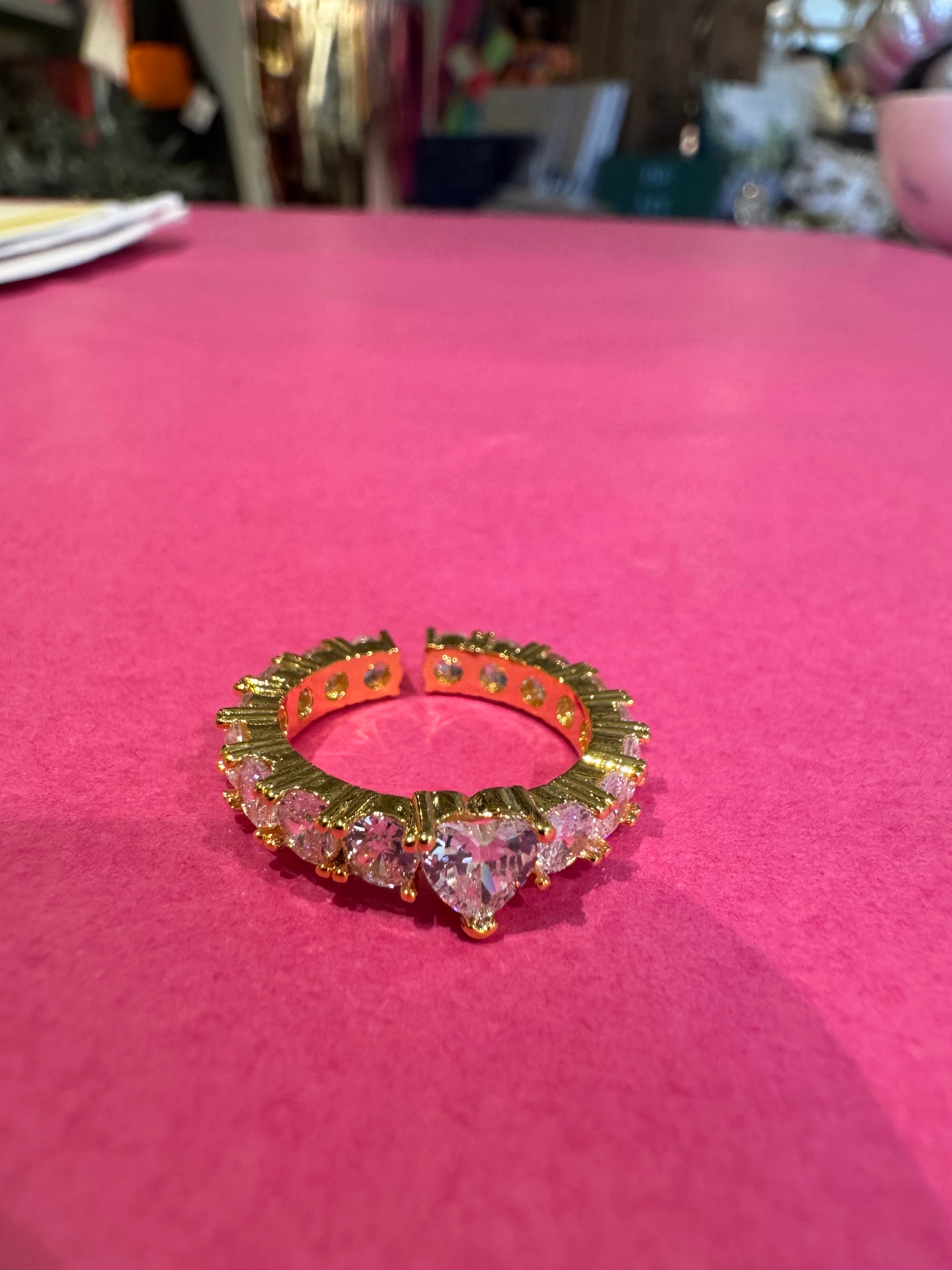 Gold Diamanté Eternity Style Adjustable Ring