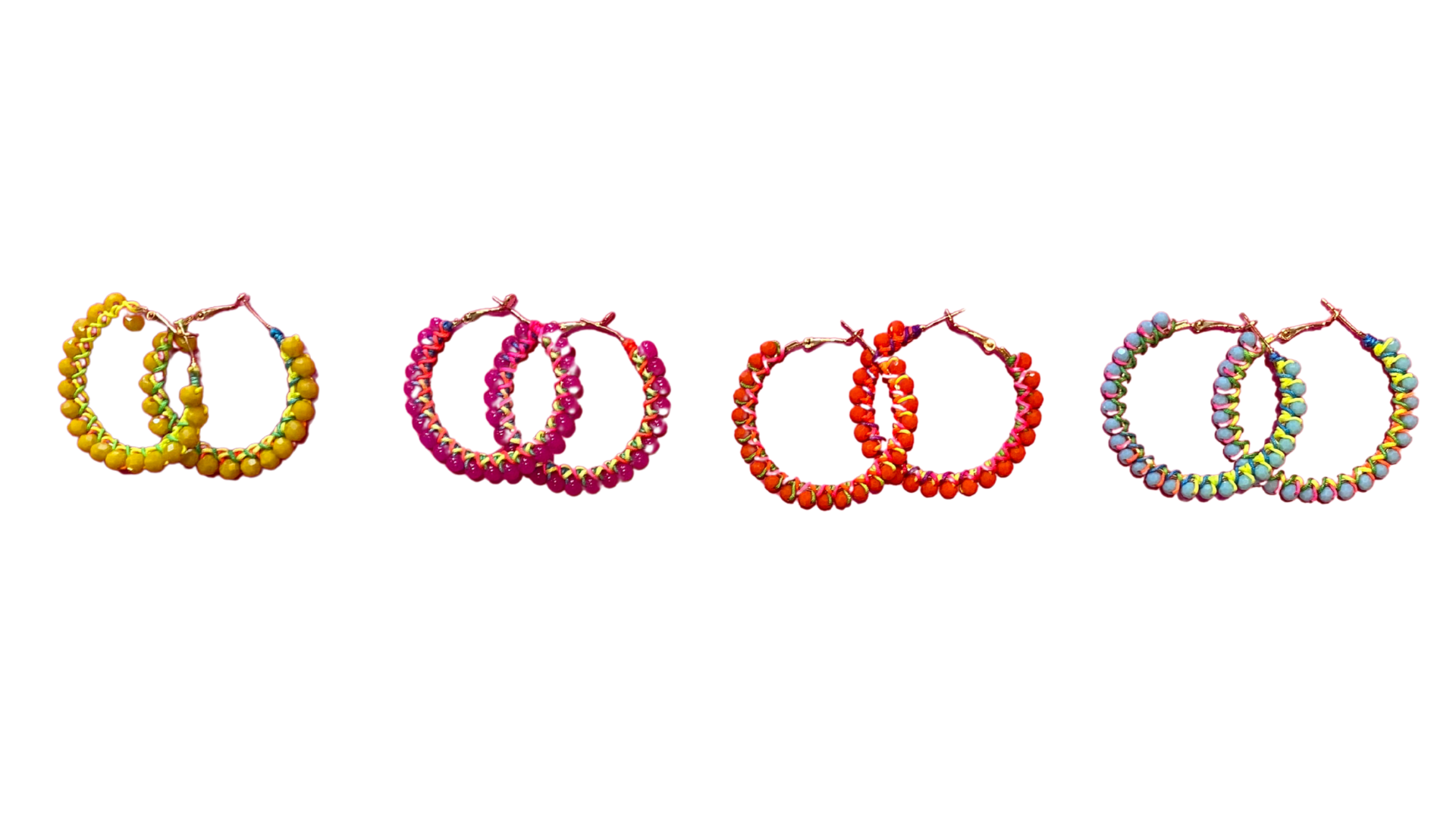 Bright beaded hoops