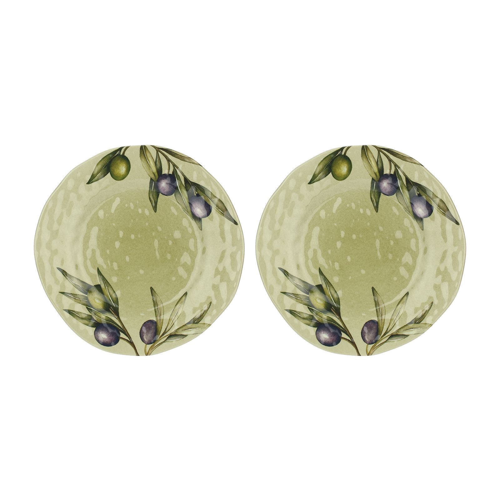 Set of Two Melamine Olive Salad Plates