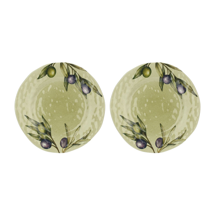 Set of Two Melamine Olive Salad Plates