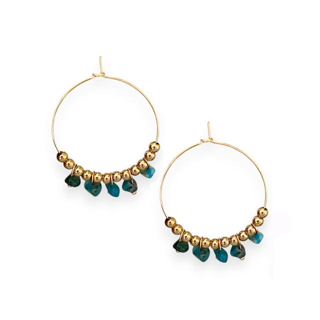 Whimsical Beaded Hoop Earring - Green