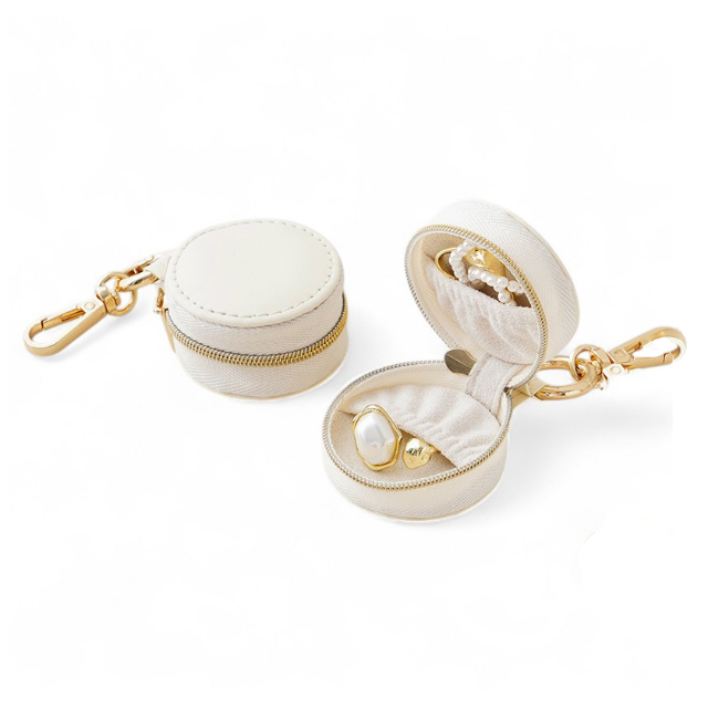 Mini Bag Charm Jewellery Case - Cream
