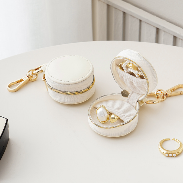 Mini Bag Charm Jewellery Case - Cream