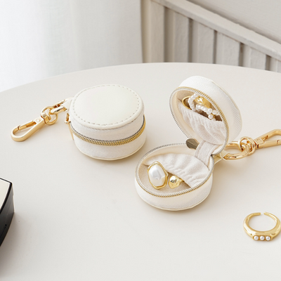 Mini Bag Charm Jewellery Case - Cream