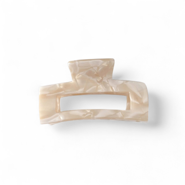 Cream Marbled Resin Claw Clip
