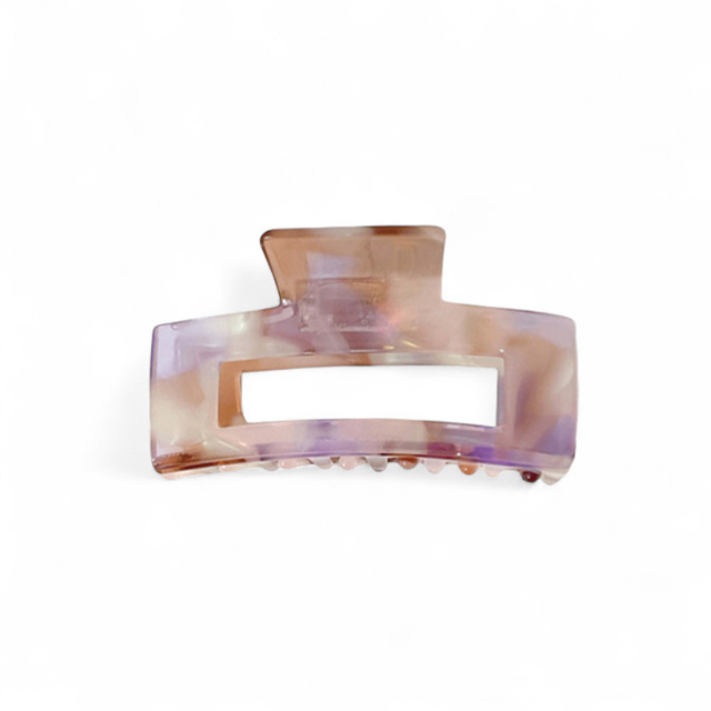 Resin claw hair clip in violet & opal pink