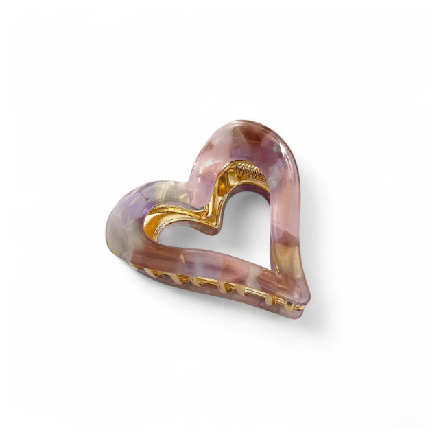 Heart Claw Clip - Lilac and Gold