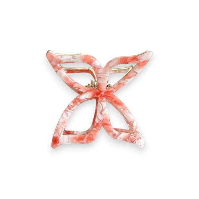 Open wing butterfly claw clip in pink marble