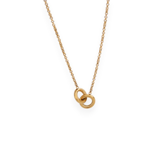 Linked circle necklace in gold
