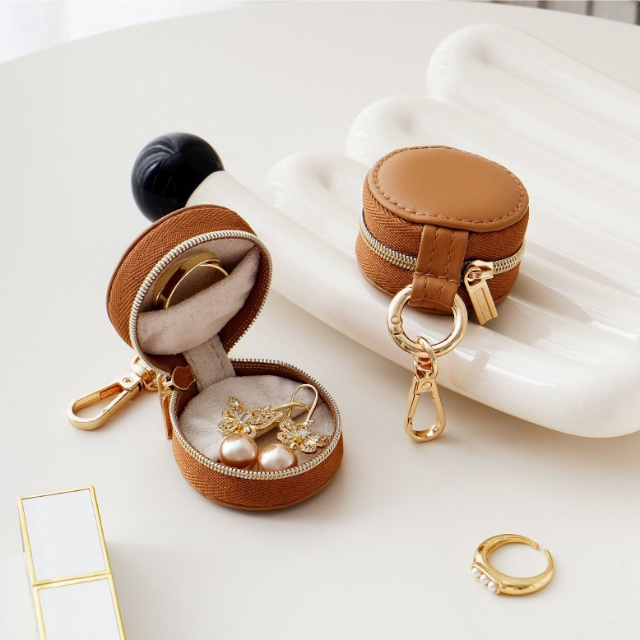 Mini Bag Charm Jewellery Case -Tan
