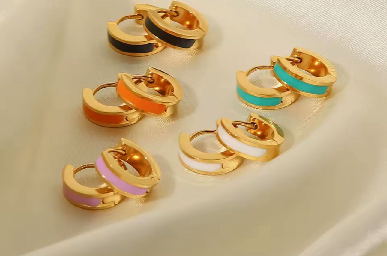 Turquoise Gold Huggies