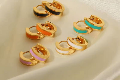 Turquoise Gold Huggies