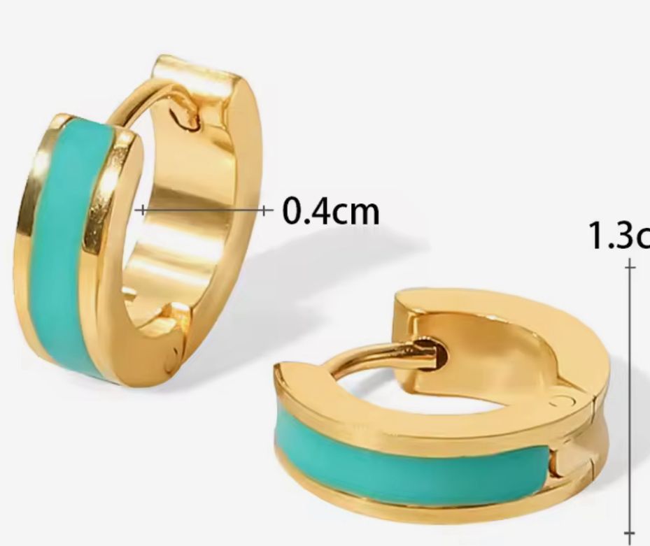 Turquoise Gold Huggies