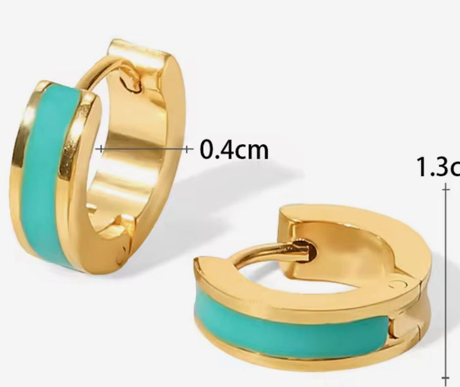 Turquoise Gold Huggies