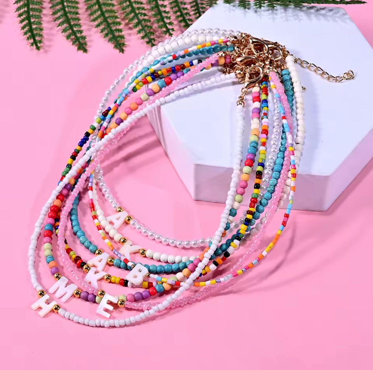 Colourful Beaded Initial Necklace