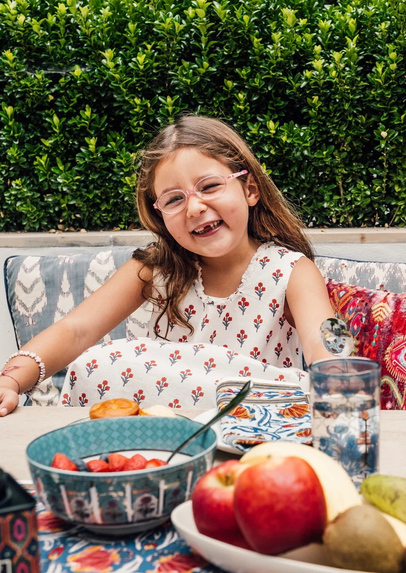 Petunia Print Girls White Dress