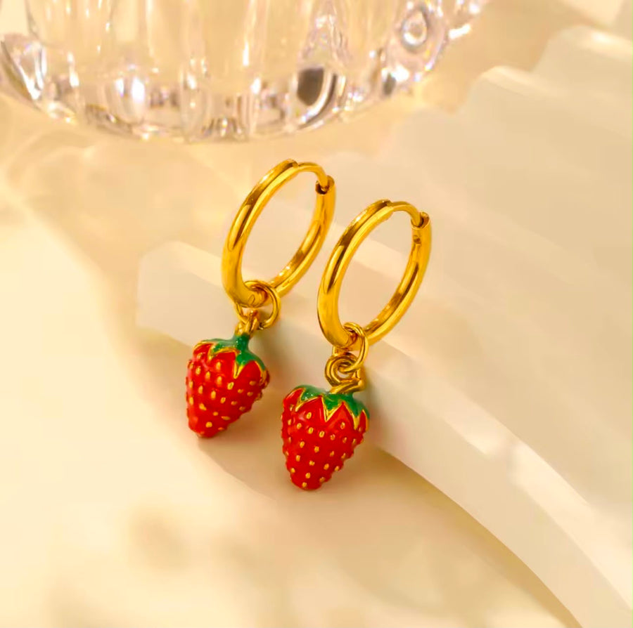 Strawberry Huggie Earrings